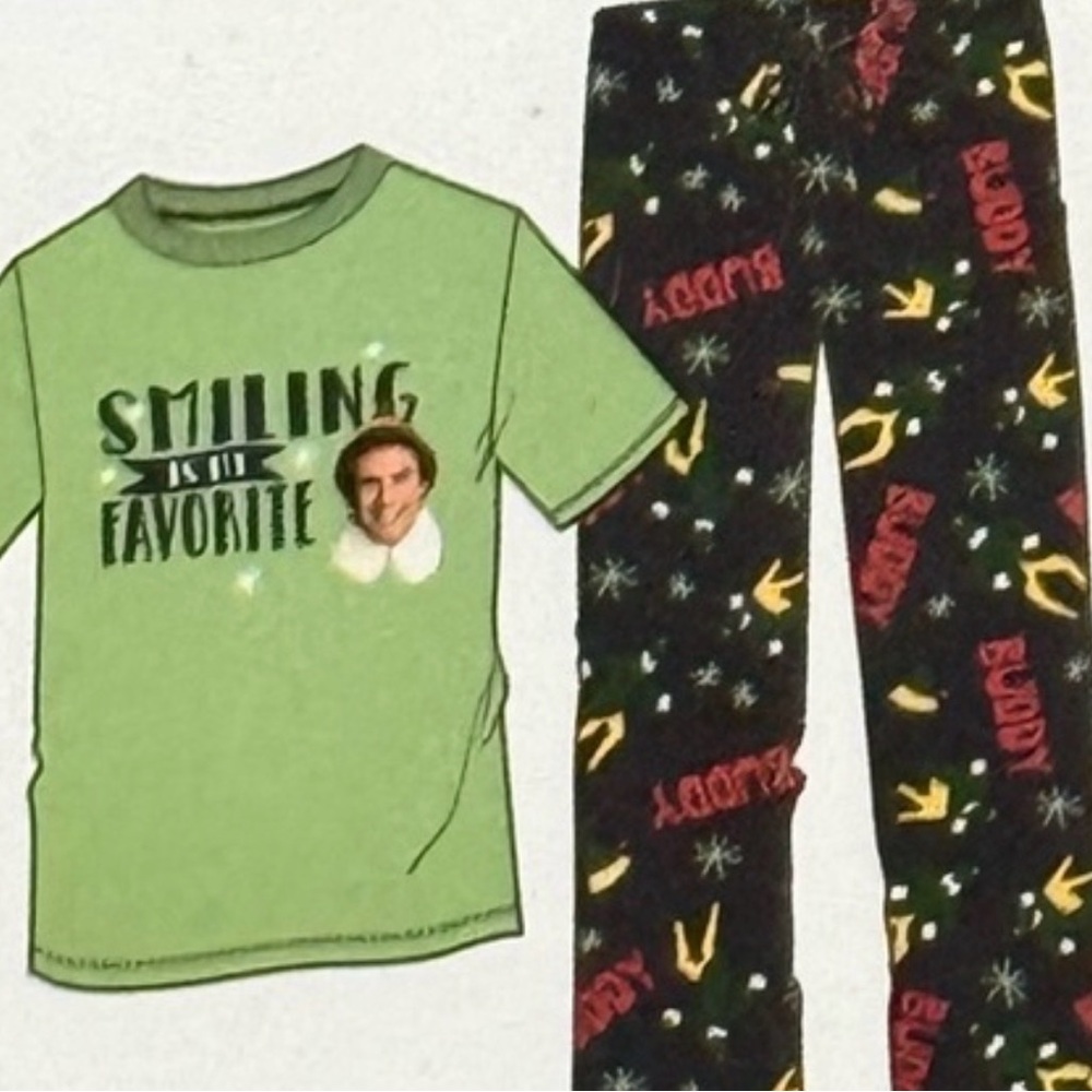 NWT Buddy The Elf ADULT XXL 2 Pc Loungewear PJ Set Christmas Smiling Favorite